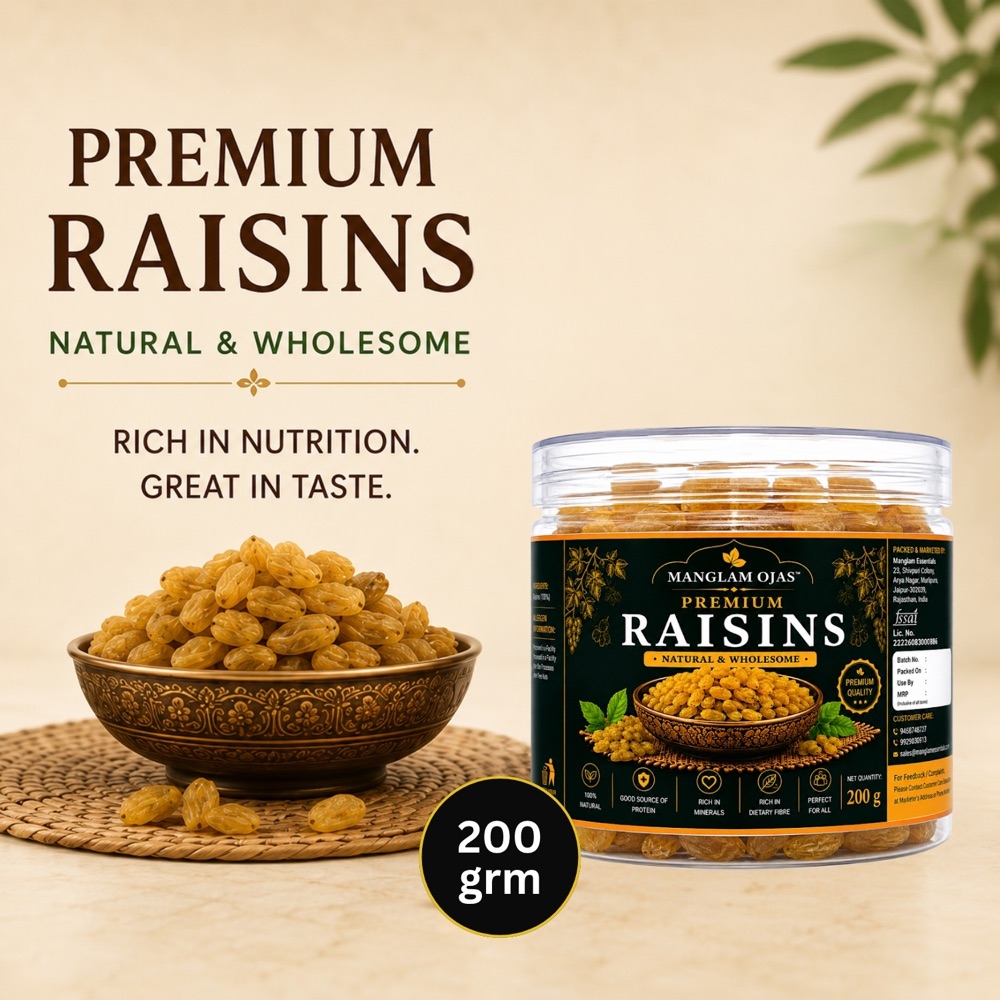 Premium Raisins (Kishmish) 200 g by Manglam Ojas